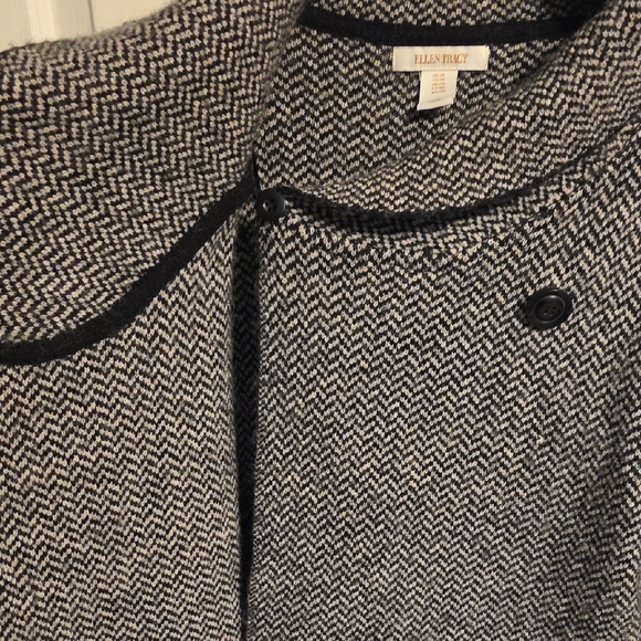 Ellen Tracy Gray Herringbone Cowl Neck Sweater - Picture 7 of 9